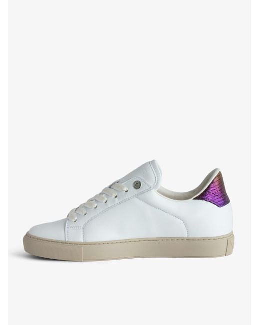 Zadig & Voltaire White La Flash Lightening-bolt Leather Low-top Trainers