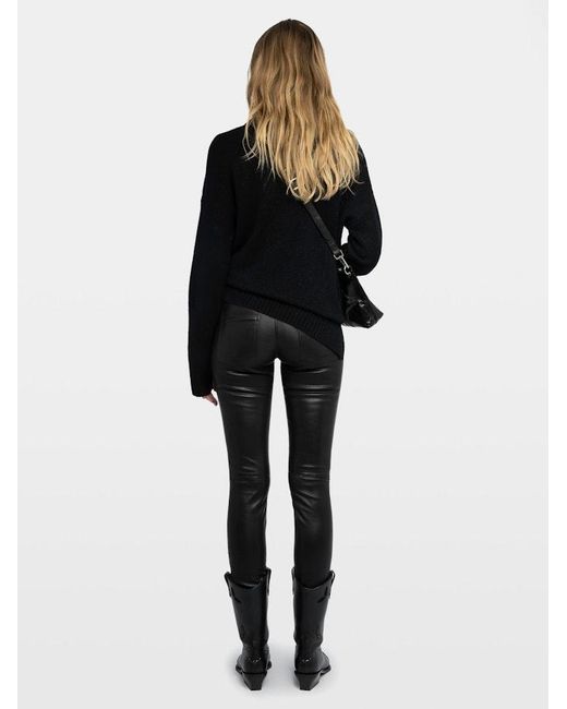 Zadig & Voltaire Black Phlame Trousers 100% Leather