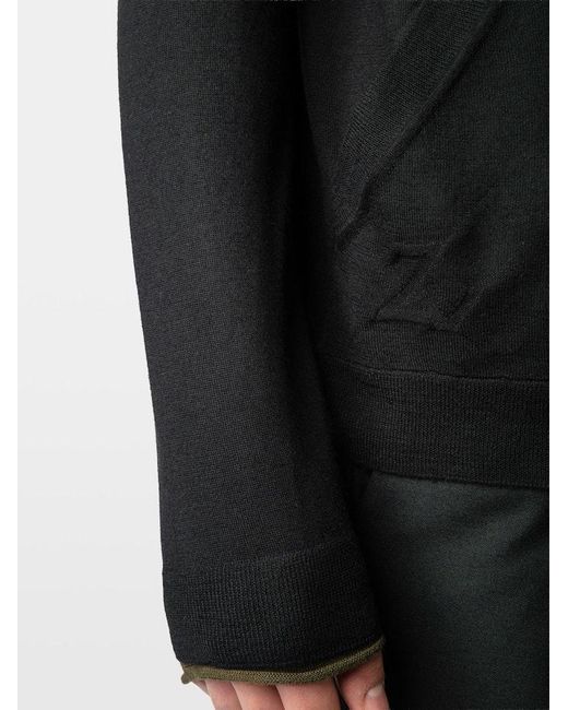 Zadig & Voltaire Black Clash Cardigan 100% Merino Wool for men