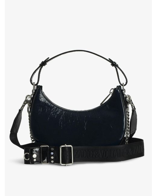 Zadig & Voltaire Blue Glossy Leather Half-Moon Bag