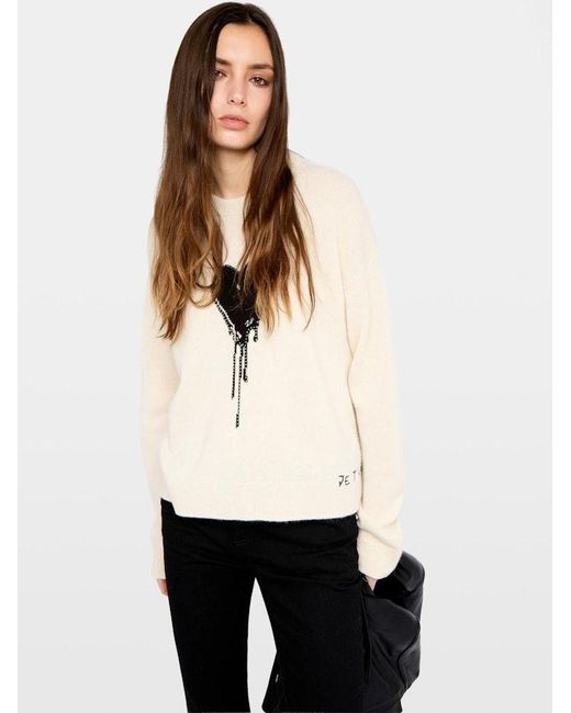 Zadig & Voltaire White Markuz Jumper 100% Cashmere