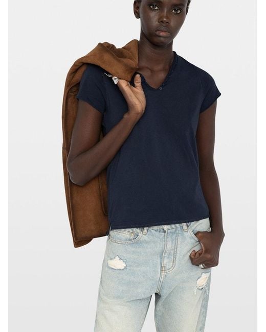 Zadig & Voltaire Blue Henley T-Shirt
