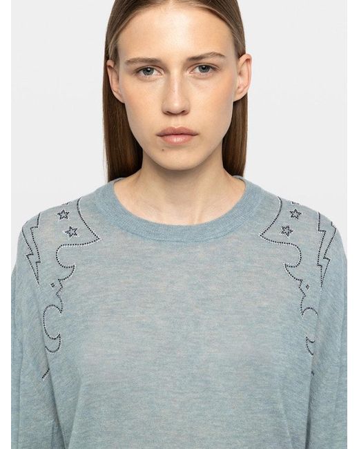 Zadig & Voltaire Blue Swapy Jumper 100% Cashmere
