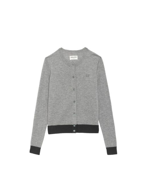 Zadig & Voltaire Gray Missya Cardigan 100% Cashmere