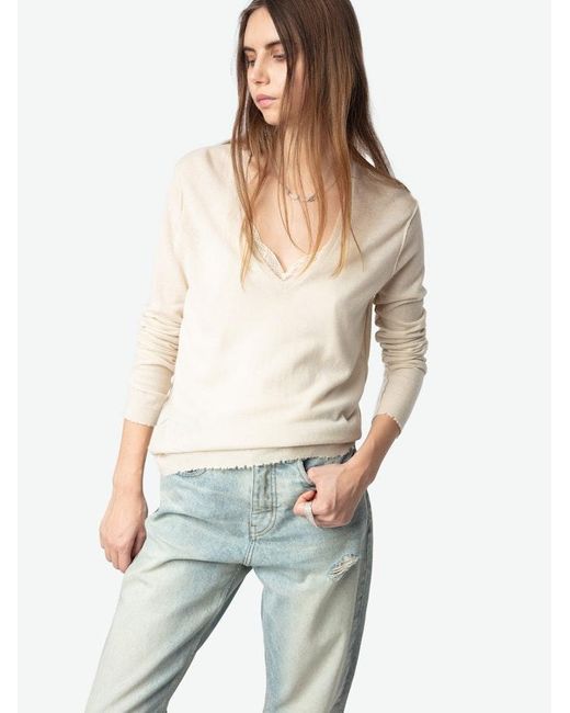 Zadig & Voltaire White Rivy Jumper 100% Cashmere