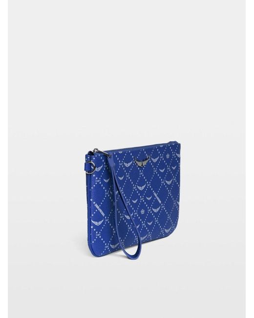 Zadig & Voltaire Blue Z Pouch Monogram Clutch