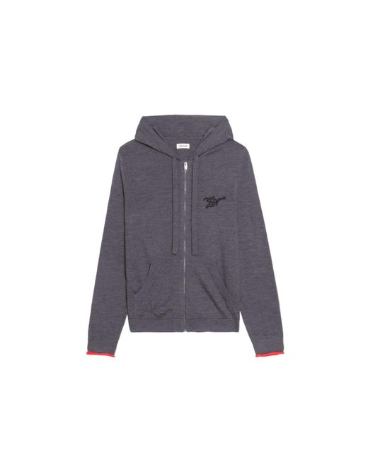 Zadig & Voltaire Gray Cardigan Clash 100% Wool for men