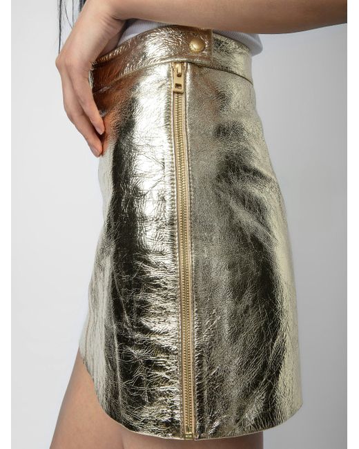Zadig & Voltaire Natural Jinette Leather Skirt