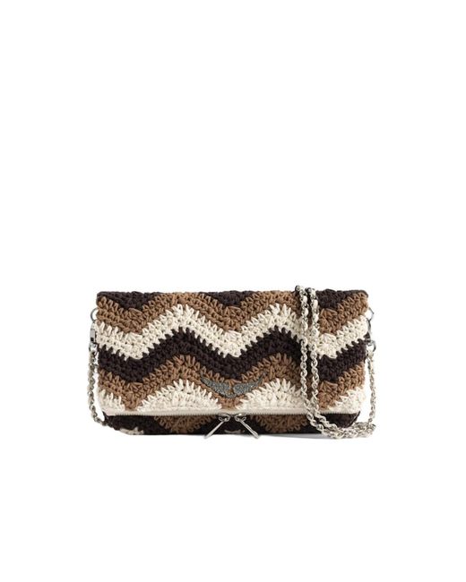 Zadig & Voltaire Brown Rock Macramé Clutch