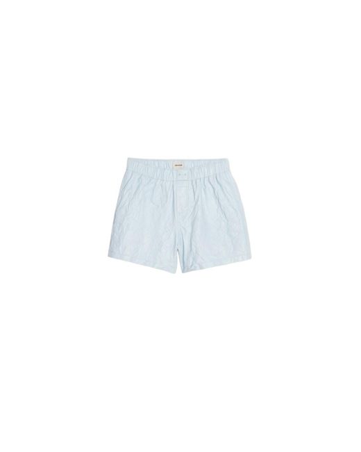 Zadig & Voltaire Blue Pax Crinkled Leather Shorts