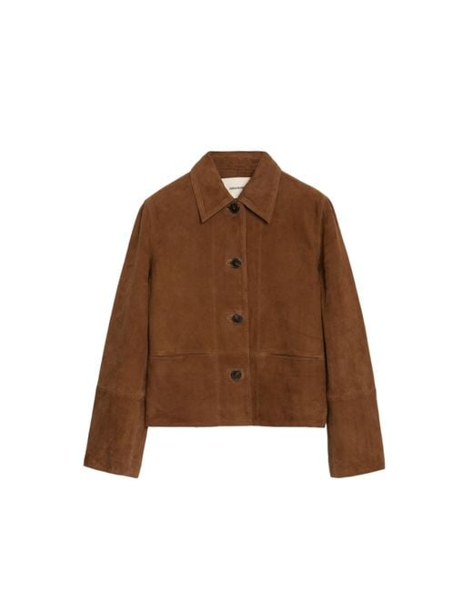 Zadig & Voltaire Brown Lessa Suede Leather Jacket