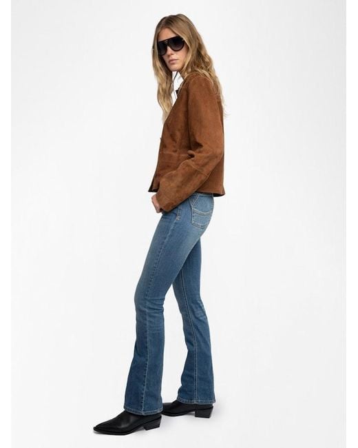 Zadig & Voltaire Brown Lessa Jacket 100% Suede Leather