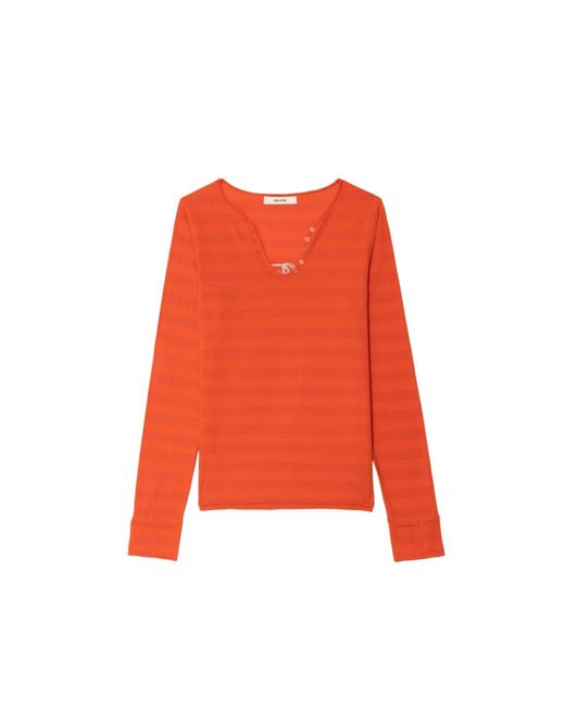 Zadig & Voltaire Red Henley T-Shirt