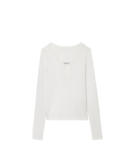 Zadig & Voltaire White Henley T-Shirt Tina