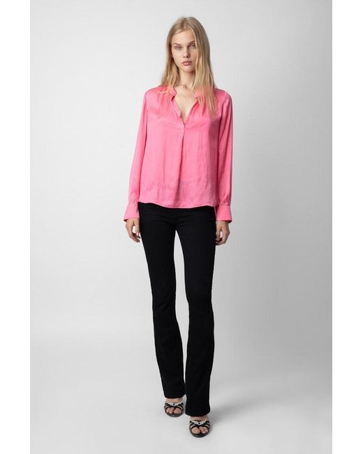 Zadig & Voltaire Pink Tink Emerald Satin Blouse