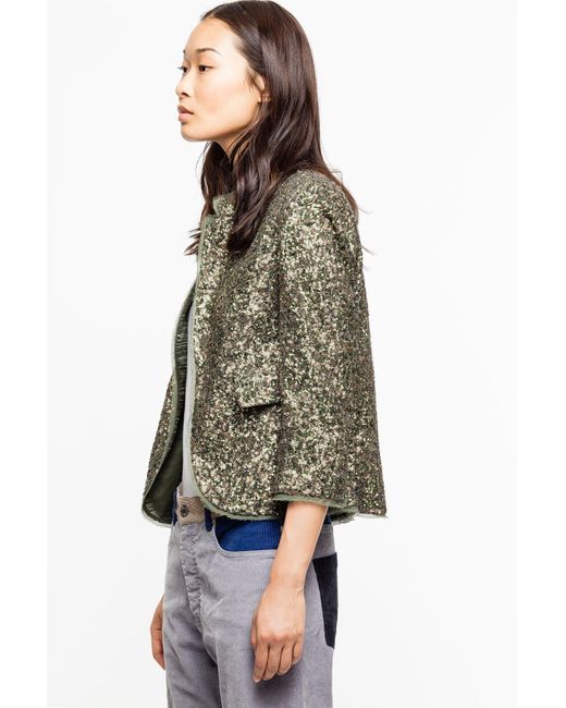 Zadig & Voltaire Verys Sequin Jacket in Green Lyst