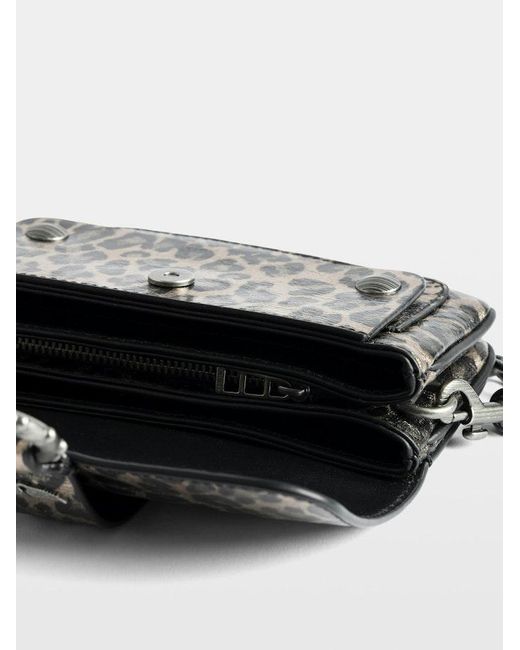 Zadig & Voltaire Black Kate Wallet Metal Leopard Bag
