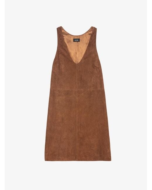 Zadig & Voltaire Rasha Dress 100% Suede Leather in Brown | Lyst