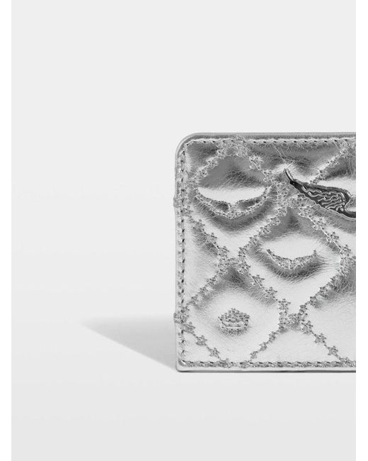 Zadig & Voltaire White Card Holder Zv Pass Monogram Metal