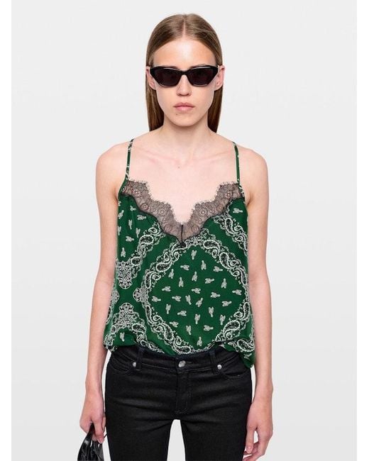 Zadig & Voltaire Green Cespa Camisole 100% Silk