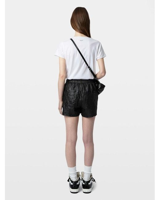 Zadig & Voltaire White Tuni Diamante Wings Henley T-shirt