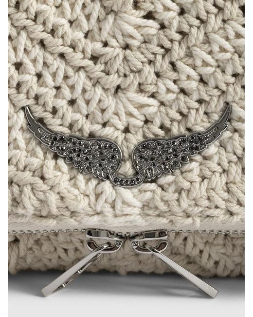 Zadig & Voltaire Gray Rock Macramé Clutch