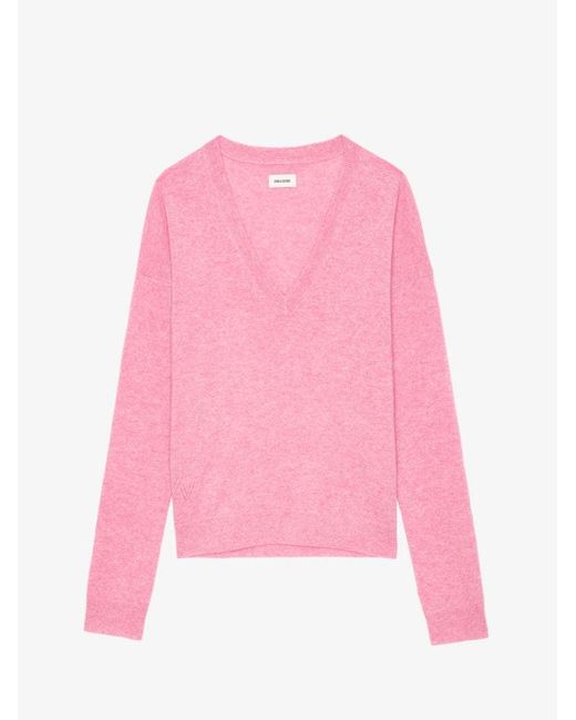 Zadig & Voltaire Pink Vivi Patch Jumper 100% Cashmere