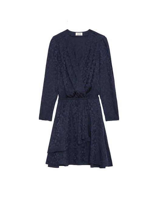 Zadig & Voltaire Blue Rogers Leopard Silk Jacquard Dress
