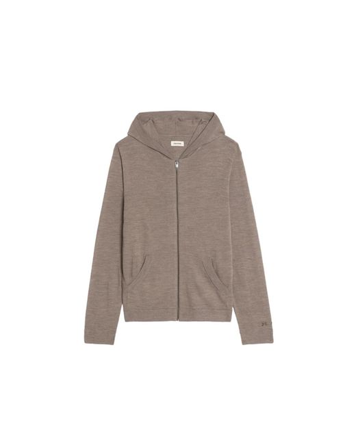 Zadig & Voltaire Brown Clash 100% Wool Cardigan for men