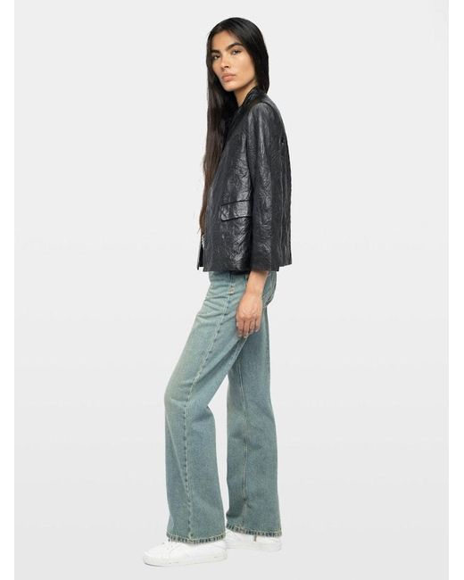 Zadig & Voltaire Black Veryn Creased Leather Blazer