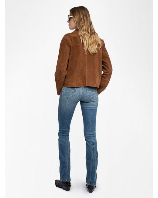 Zadig & Voltaire Brown Lessa Jacket 100% Suede Leather