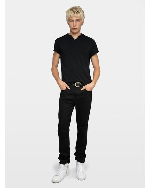 Zadig & Voltaire Black Monastir Henley T-Shirt for men