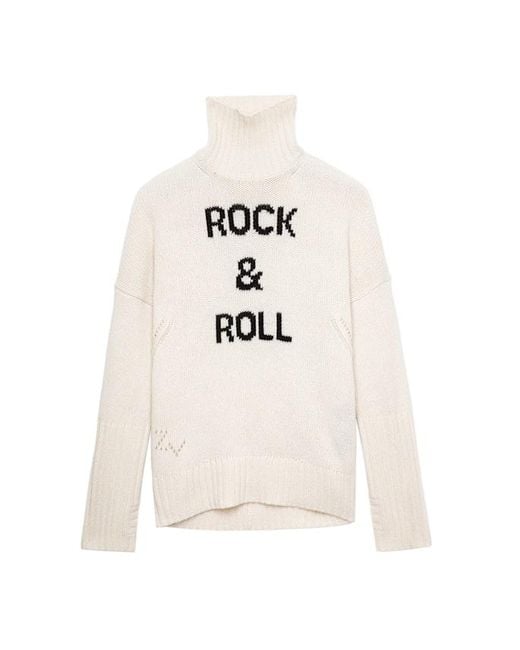 Zadig & Voltaire White Alma Rock & Roll Jumper 100% Wool