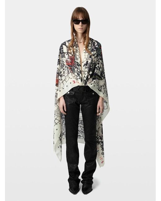 Zadig & Voltaire Multicolor Blondie Butterfly Lace 130 Scarf