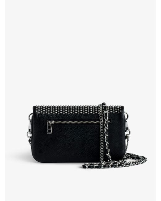 Zadig & Voltaire Black Rock Nano Studded Leather Clutch Bag