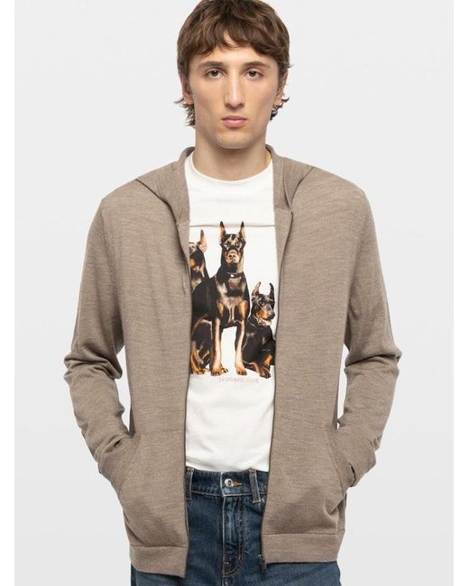Zadig & Voltaire Brown Clash 100% Wool Cardigan for men