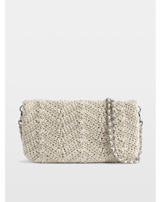 Zadig & Voltaire Gray Rock Macramé Clutch