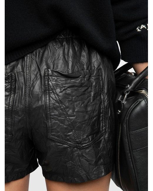 Zadig & Voltaire Black Pax Crinkled Leather Shorts