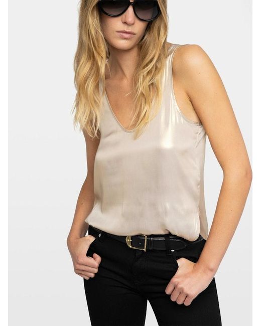 Zadig & Voltaire White Tarys Satin Top
