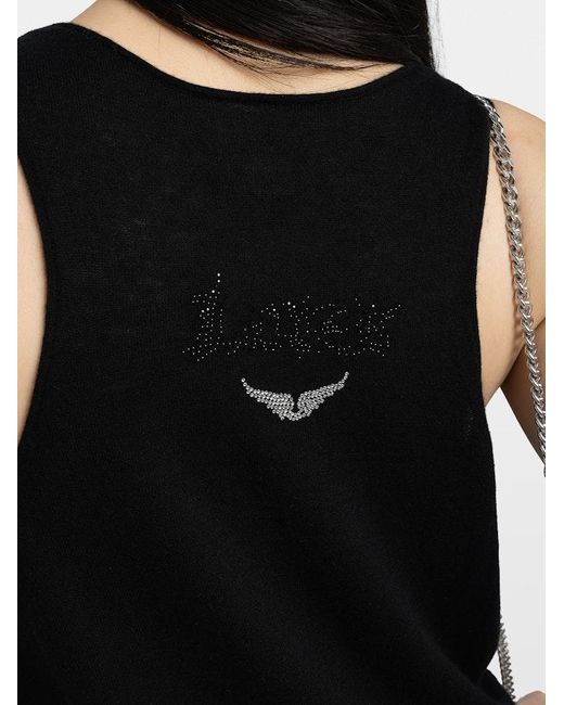 Zadig & Voltaire Black Tank Top Lee 100% Cashmere
