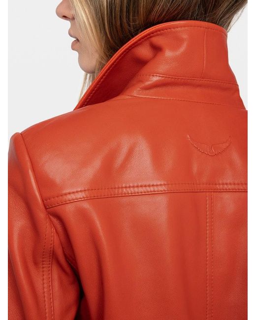 Zadig & Voltaire Orange Jacket Liam Leather