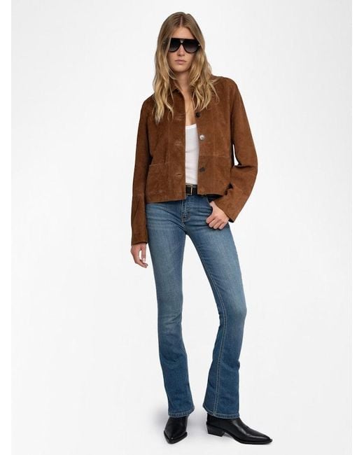 Zadig & Voltaire Brown Lessa Jacket 100% Suede Leather