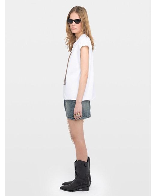 Zadig & Voltaire White Cloex Crystal Embellished Voltaire T-Shirt