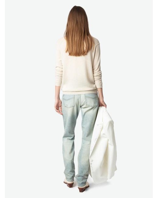 Zadig & Voltaire White Rivy Jumper 100% Cashmere