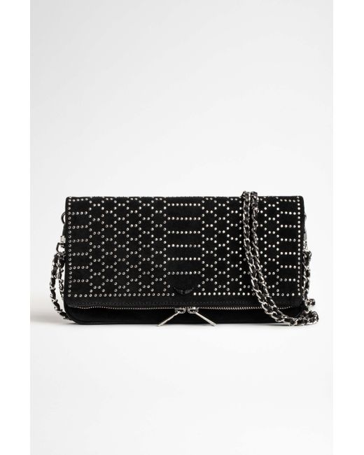 Zadig & Voltaire Rock Suede Scale Studs Clutch in Black Lyst