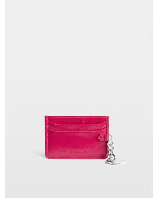 Zadig & Voltaire Pink Sunny Pass Vintage Patent Card Holder