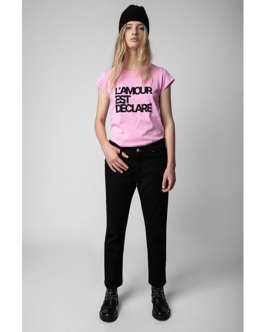 Camiseta Skinny L Amour Est Declare De Zadig Voltaire De Color Rosa Lyst