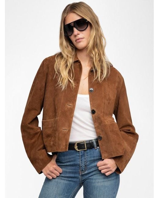 Zadig & Voltaire Brown Lessa Jacket 100% Suede Leather