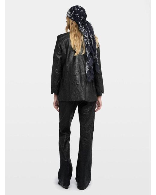 Zadig & Voltaire Black Volta Crinkled Leather Blazer
