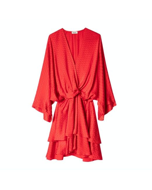 Zadig & Voltaire Red Hailey Jac Zv Silk Dress